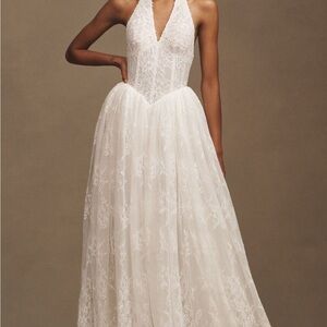 Willowby by Watters - Price lace halter corset basque-waist ball gown